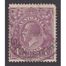 Australian    King George V    4d Violet  Single Crown WMK Plate Variety 1L25..